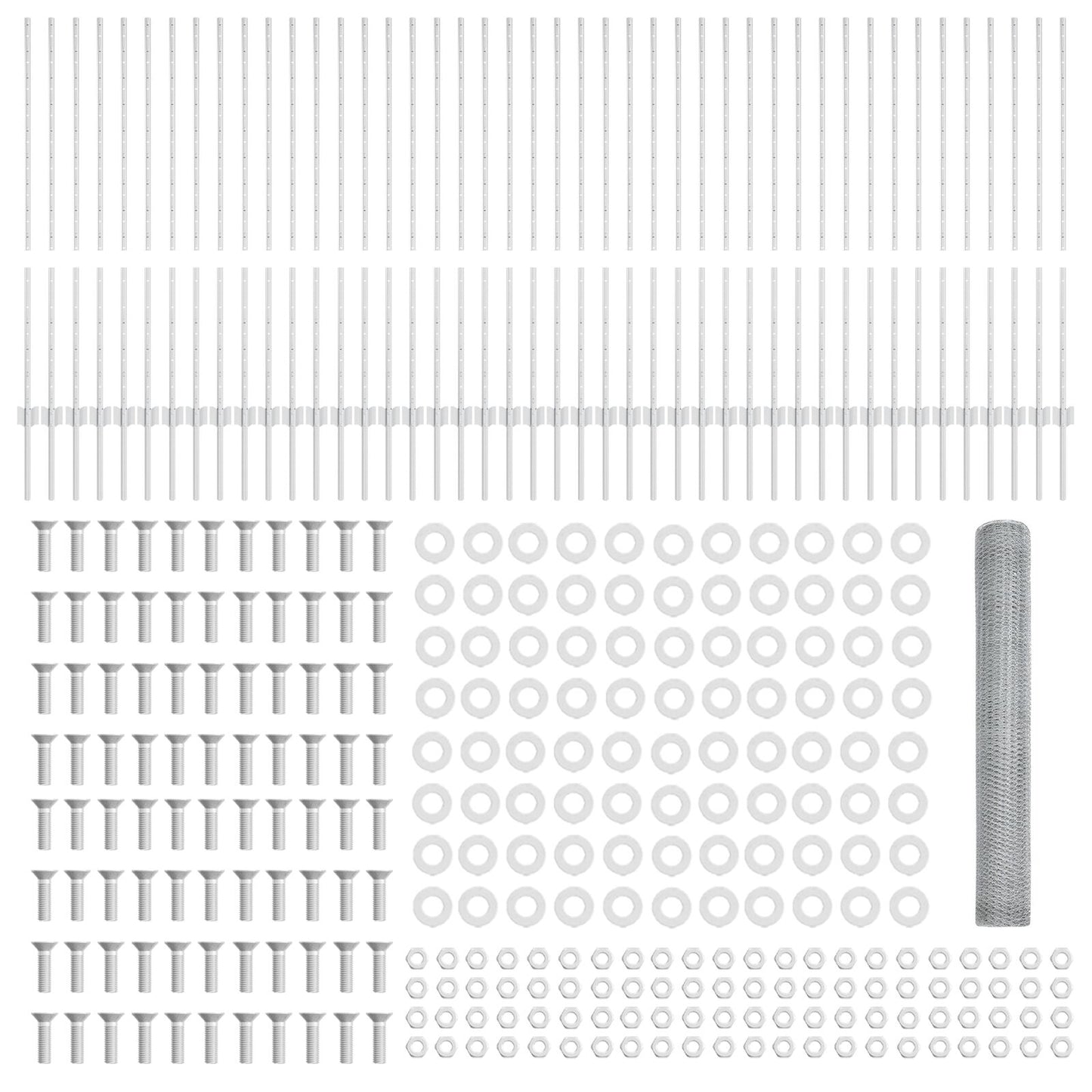Schutting Palen 22 Stuks U-Kanaal 120 Cm Gegalvaniseerd Staal,  Zeshoekige Schutting 1,2X100 M Gegalvaniseerd Staal