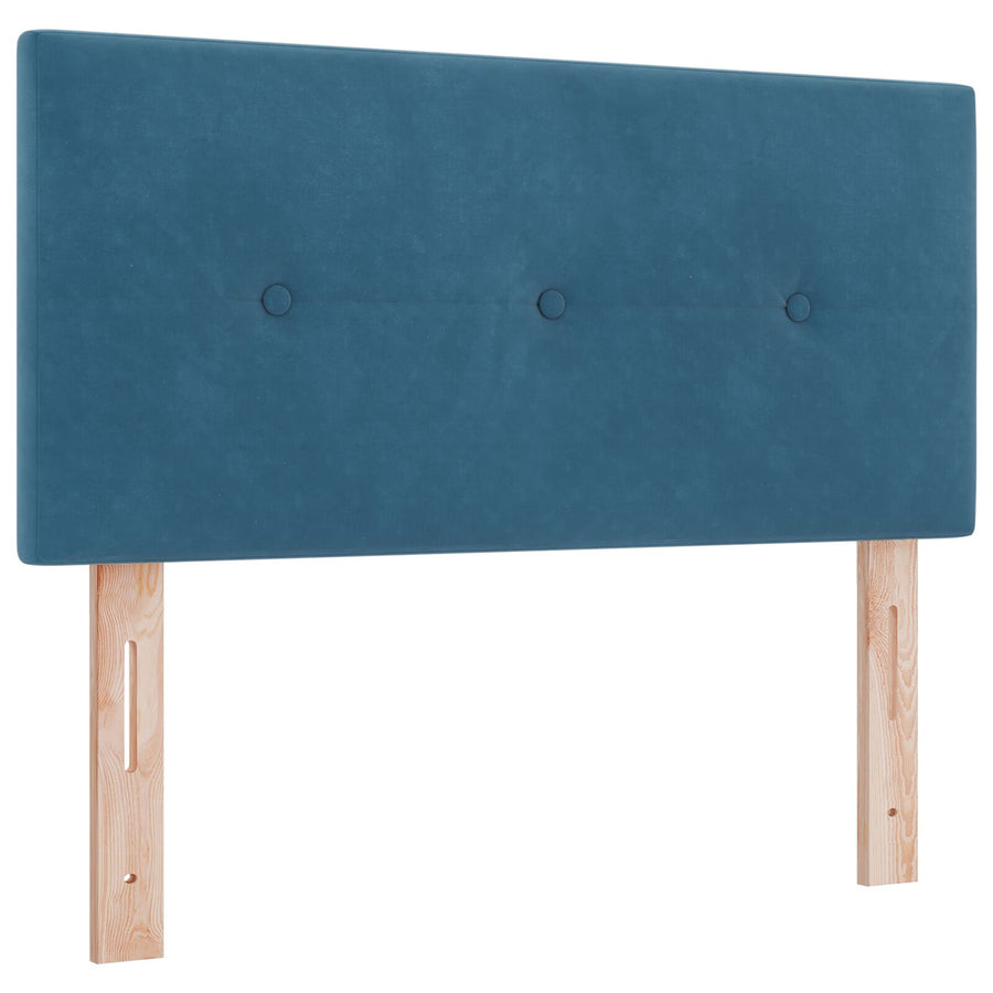 Boxspring Bed Met Matras Donker Blauw 90X200 Cm Fluweel Blauw