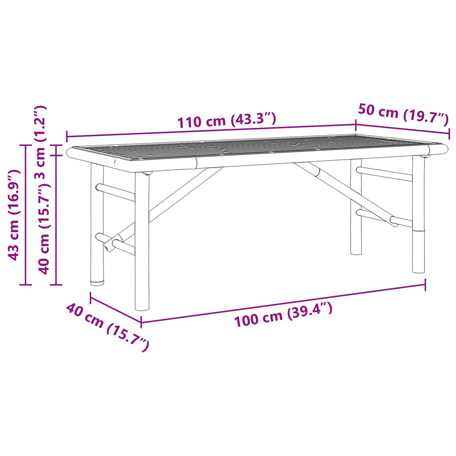 Salontafel Bamboe 110 x 50 x 43 cm