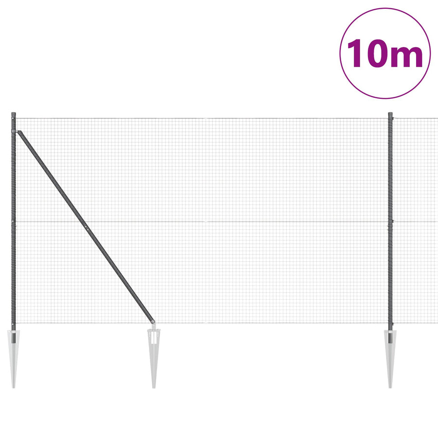 Metalen Hekpaalset Set Van 2 Grijs Metaal, Kunststof 10 X 1.5 M Gegalvaniseerd Staal