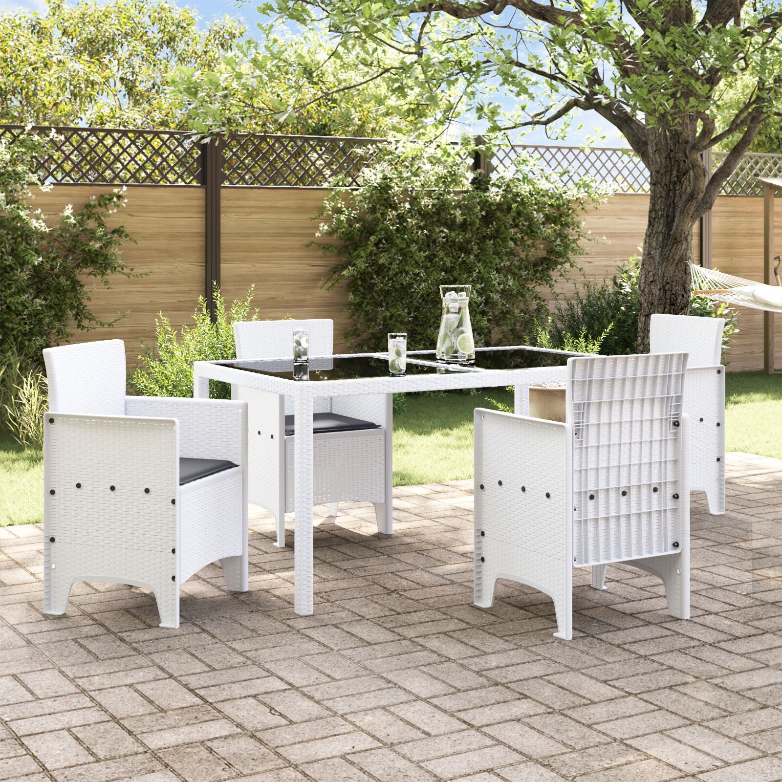 Tuinstoel Set Van 4 , Kunststof, Polyester Anthraciet Wit