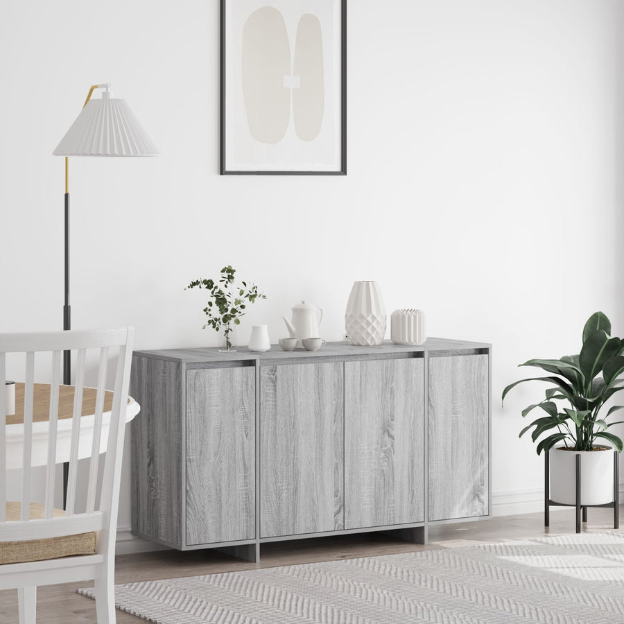Grijs Dressoir Bewerkt Hout 135 X 41 X 75 Cm