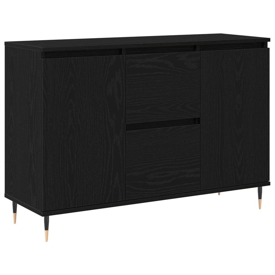 Dressoir Met Deuren & Lades Zwart Eiken 101,5X35X70 Cm