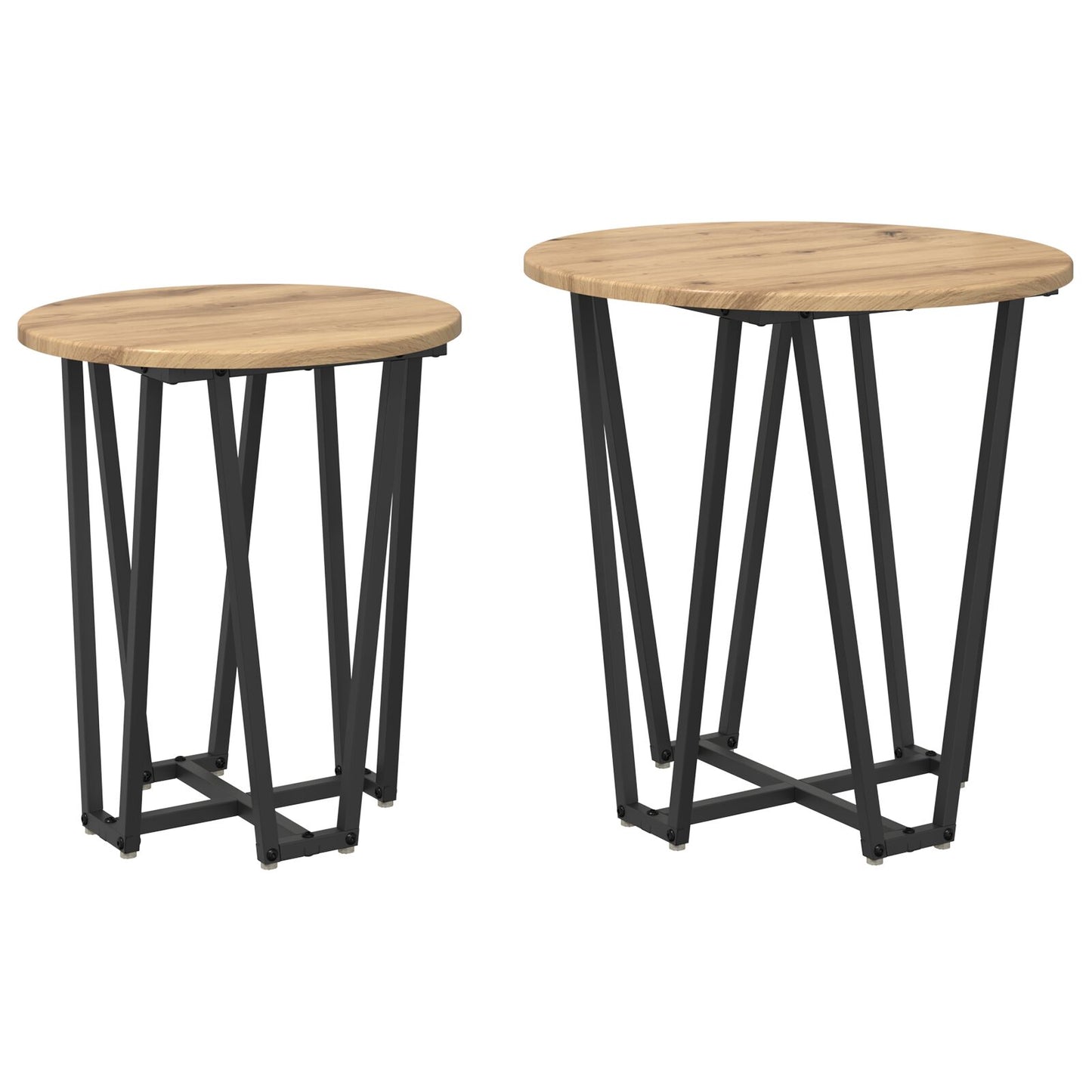 Bijzettafel 2 Stuks Geengineerd Hout En Metaal Artisan eiken