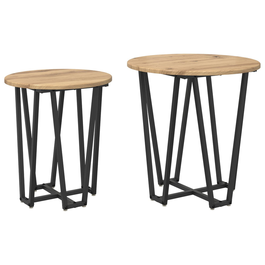 Bijzettafel 2 Stuks Geengineerd Hout En Metaal Artisan eiken