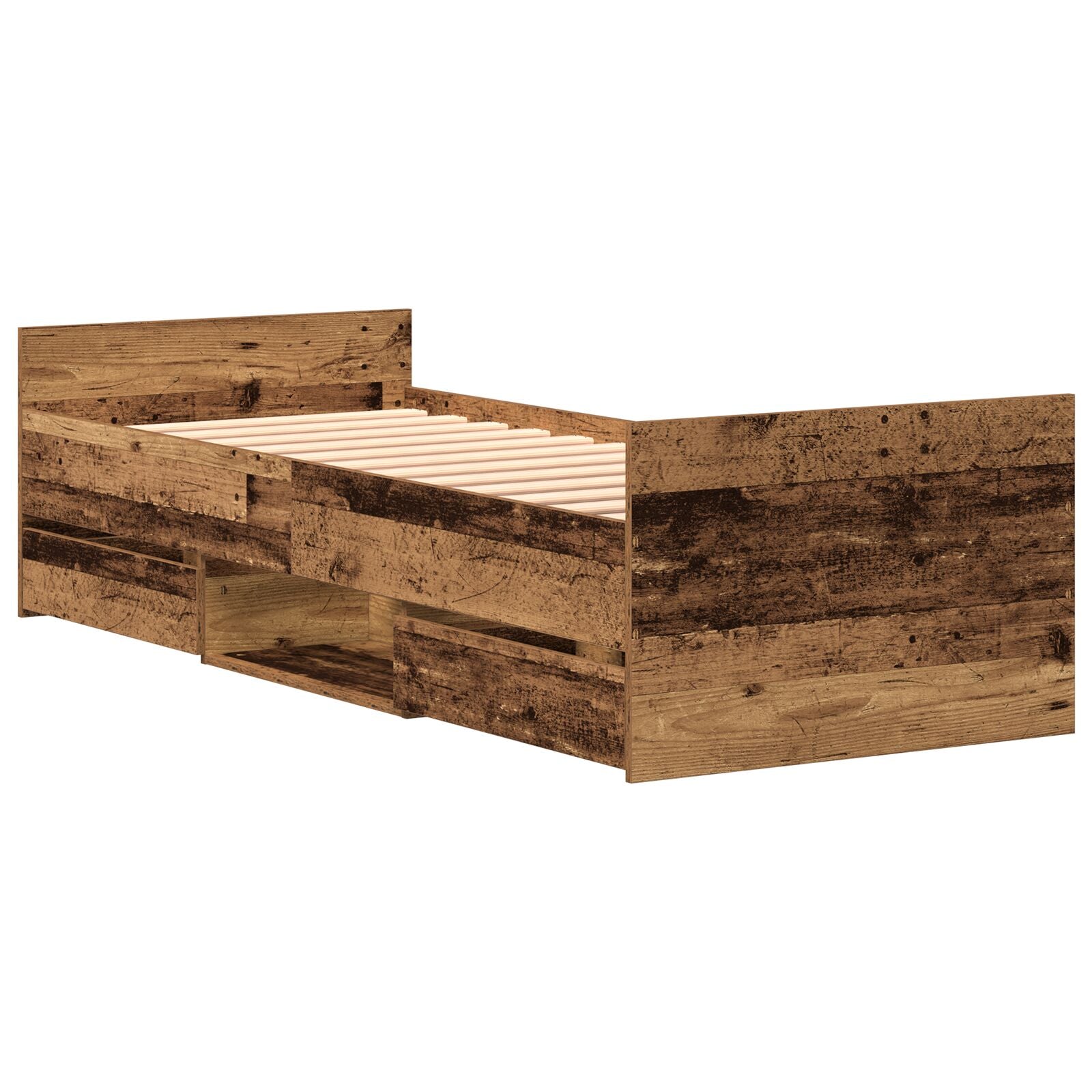 Bed Frame Zonder Matras Oud Hout 75X190 Cm Bewerkt Hout