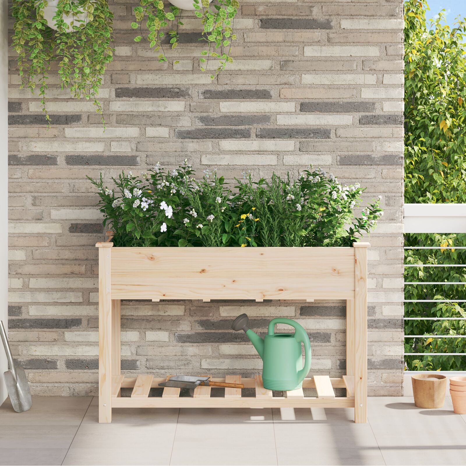 Tuinbak Met Rek 115X59X76 Cm Massief Houten Vuurhout 115 x 59 x 76.5 cm
