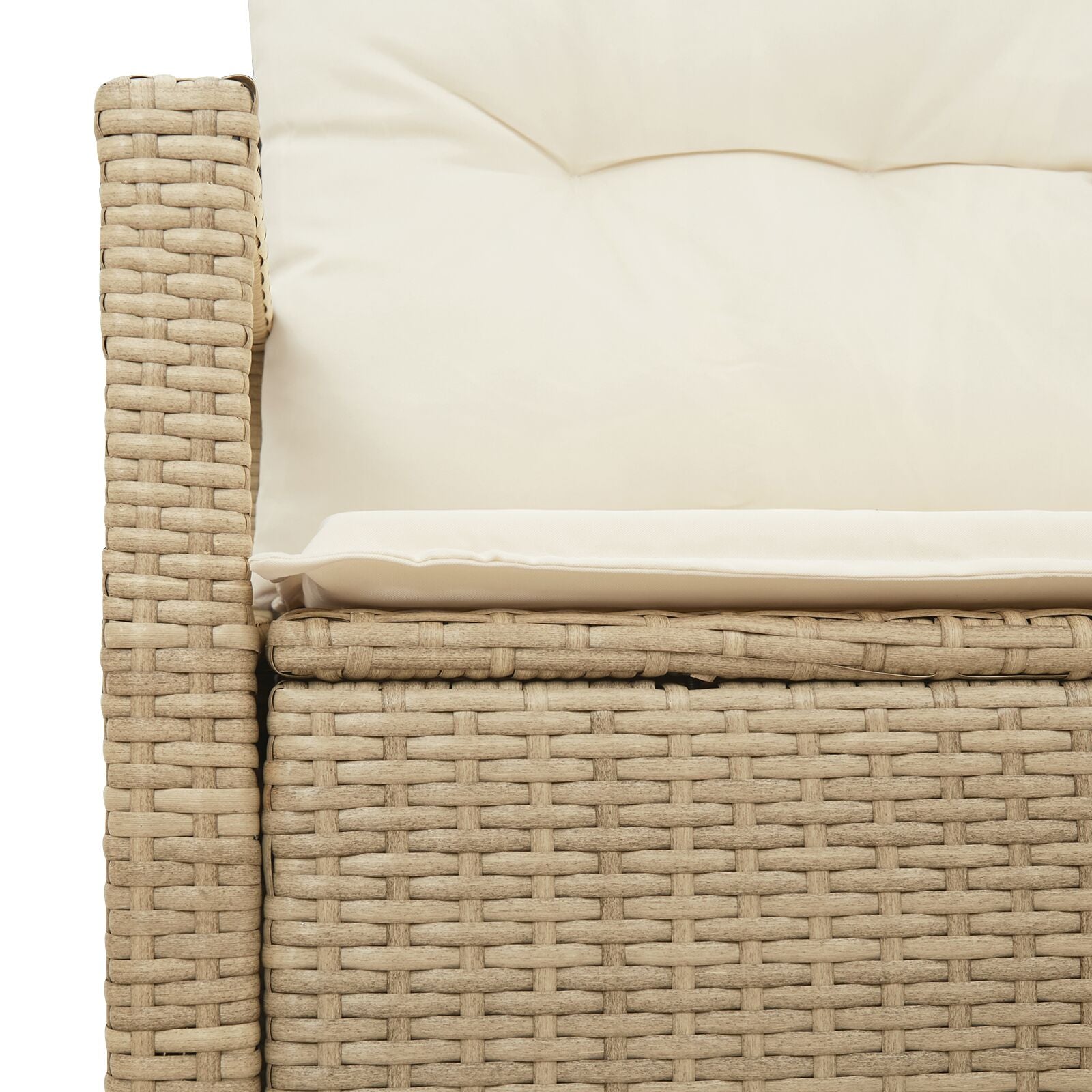 2-Zits Tuinbank Met Kussens Poly Rattan Beige en crème zonder opbergruimte