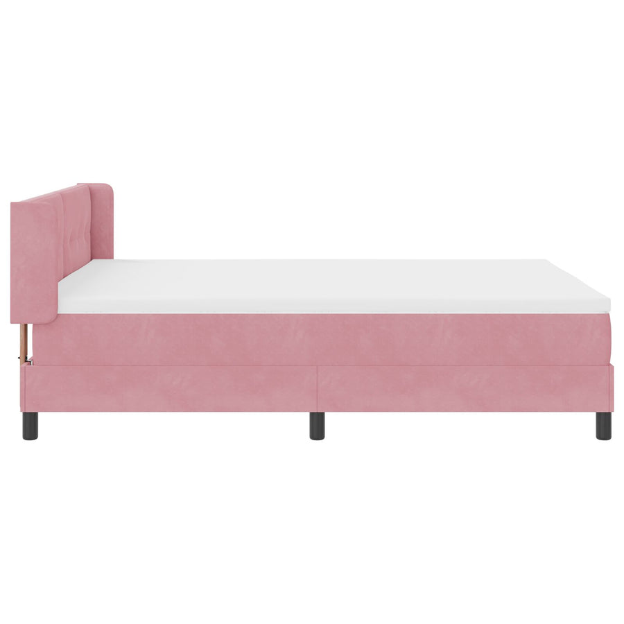 Boxspringbed Met Matras Roze 140X200 Cm Velours Blauw