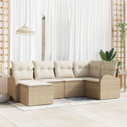 Tuinset polyrattan 6 personen beige