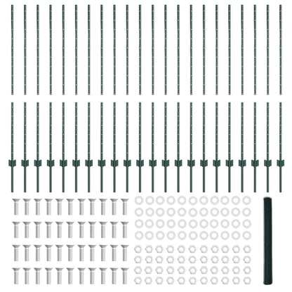 Hekpalen 11 Stuks U-Channel Groen 140 Cm Staal,  Zeshoekig Hek Groen 1.4X50 M Staal