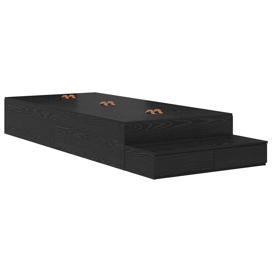 Opbergbedframe Zwart Eiken Bewerkt Hout 236,5 X 90 X 31,5 Cm Artisanaal Eiken