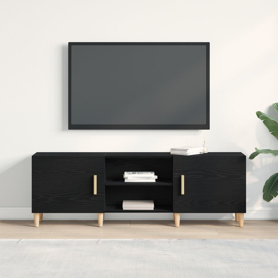 Tv-Meubel - Zwart Eiken, 150X30X50 Cm, Gemaakt Van Bewerkt Hout