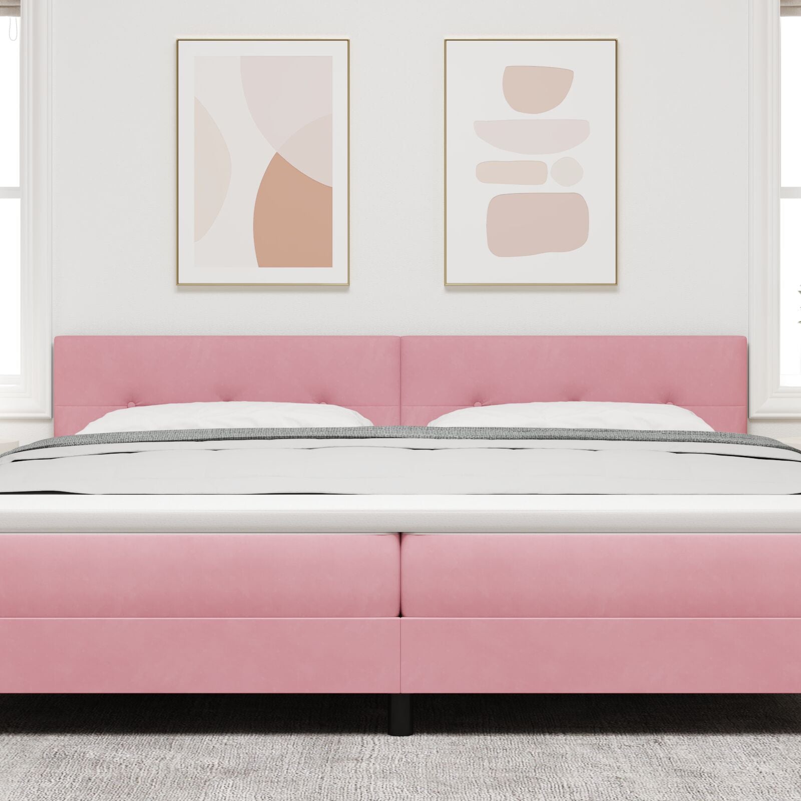 Hoofdbord Knopen Gevuld Velvet Roze 200 cm Laag hoofdbord