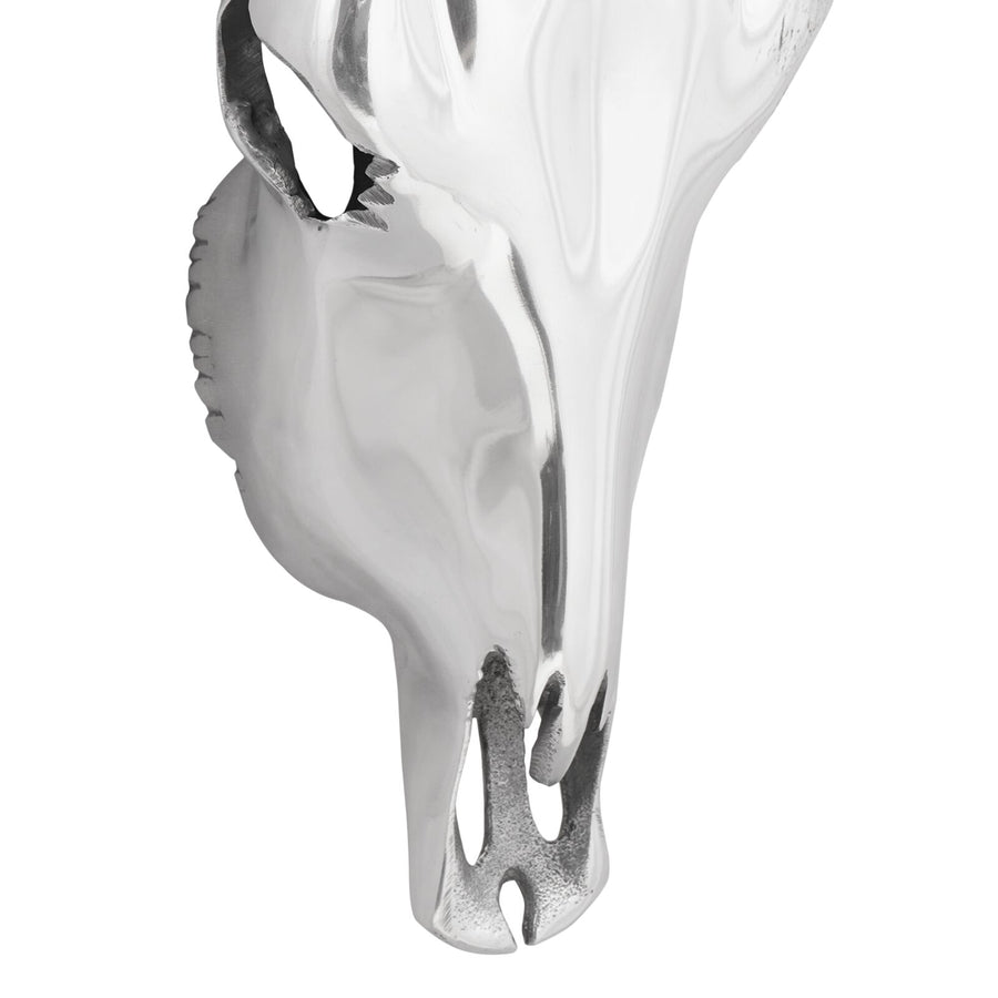 Wandmontage Stierenschedel Zilver 34X13X53 Cm Aluminium Gewone schedel