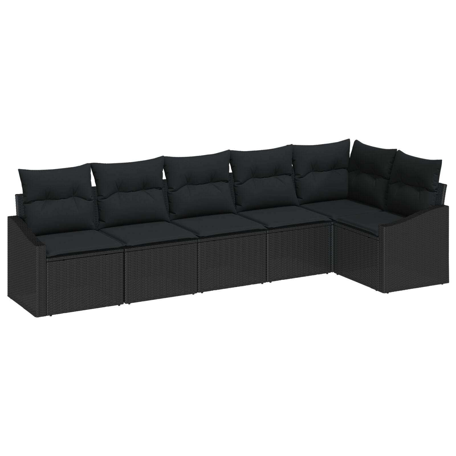 Tuin Sofa Set Set Van 6 Zwart Poly Rattan, Polyester, Staal