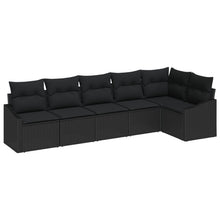 Tuin Sofa Set Set Van 6 Zwart Poly Rattan, Polyester, Staal