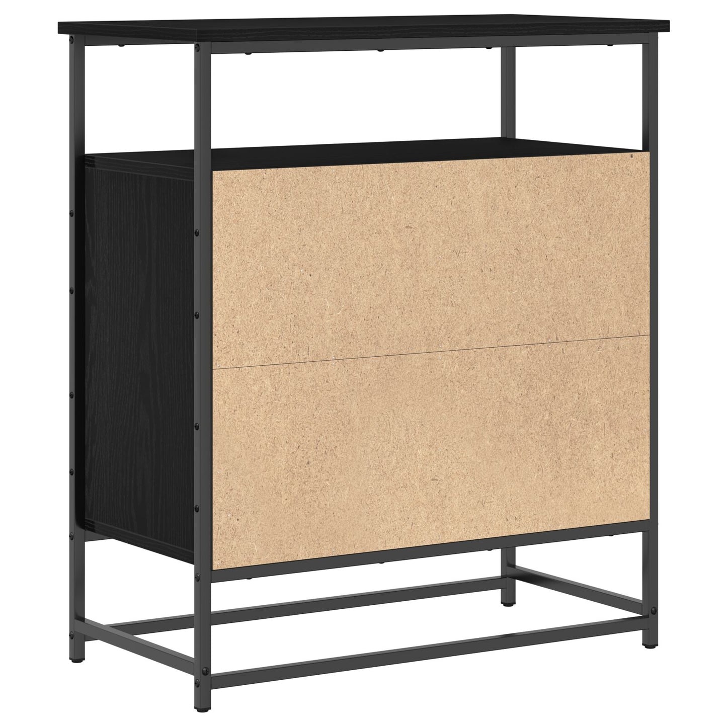 Sideboard 69X35X80 Cm Engineered Hout En Staal Zwart eiken