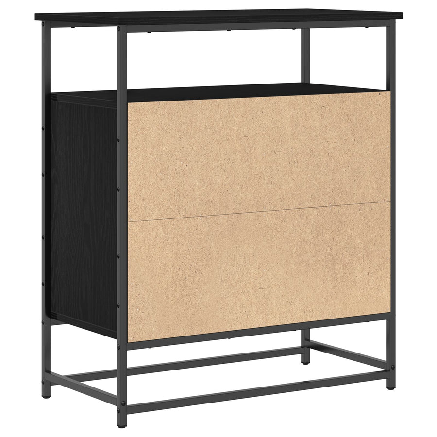 Sideboard 69X35X80 Cm Engineered Hout En Staal Zwart eiken