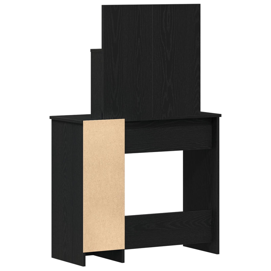 Zwarte Eikenhouten Kaptafel Met Spiegel - 86.5 X 35 X 136 Cm