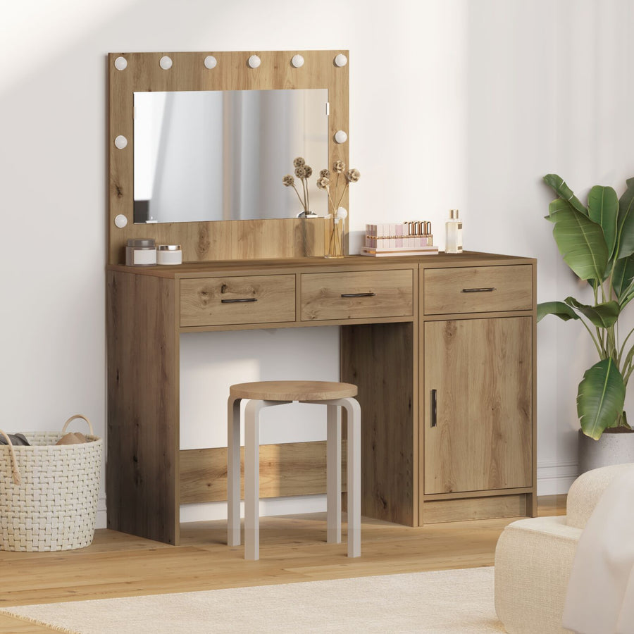 2-Delige Kaptafelset Met Led Artisan Eiken Hout