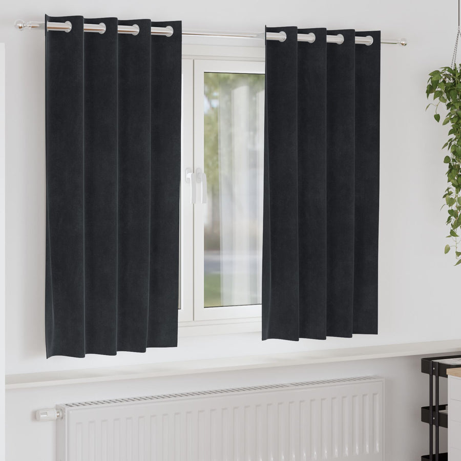 Blackout Gordijnen 2 Stuks Fluweel Zwart 140 x 175 cm met oogjes