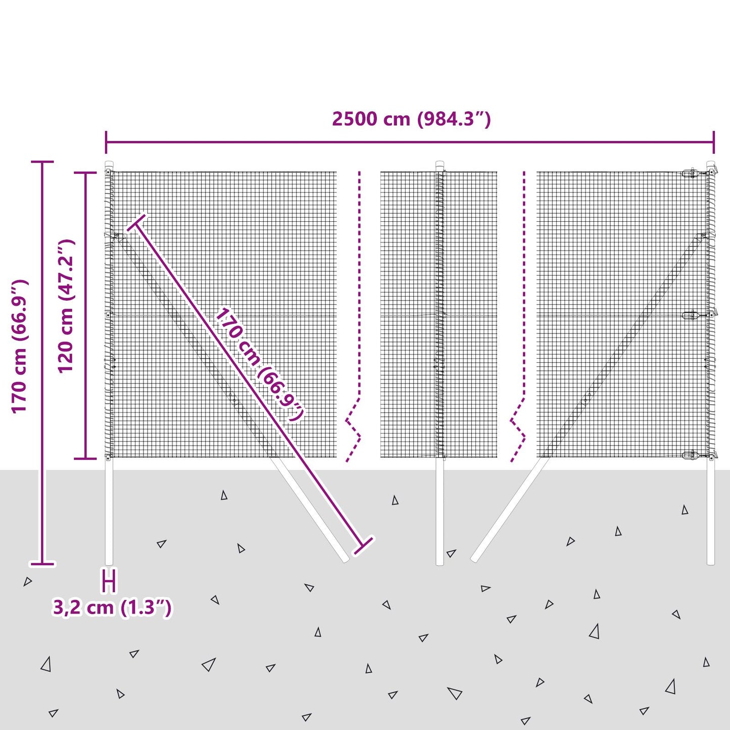 Gelast Draadhek Met 13 Palen 1,2X25 M Verzinkt Staal Gegalvaniseerd Staal