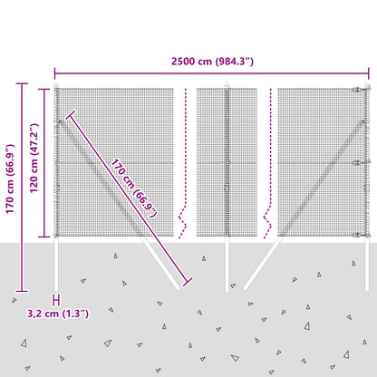 Gelast Draadhek Met 13 Palen 1,2X25 M Verzinkt Staal Gegalvaniseerd Staal