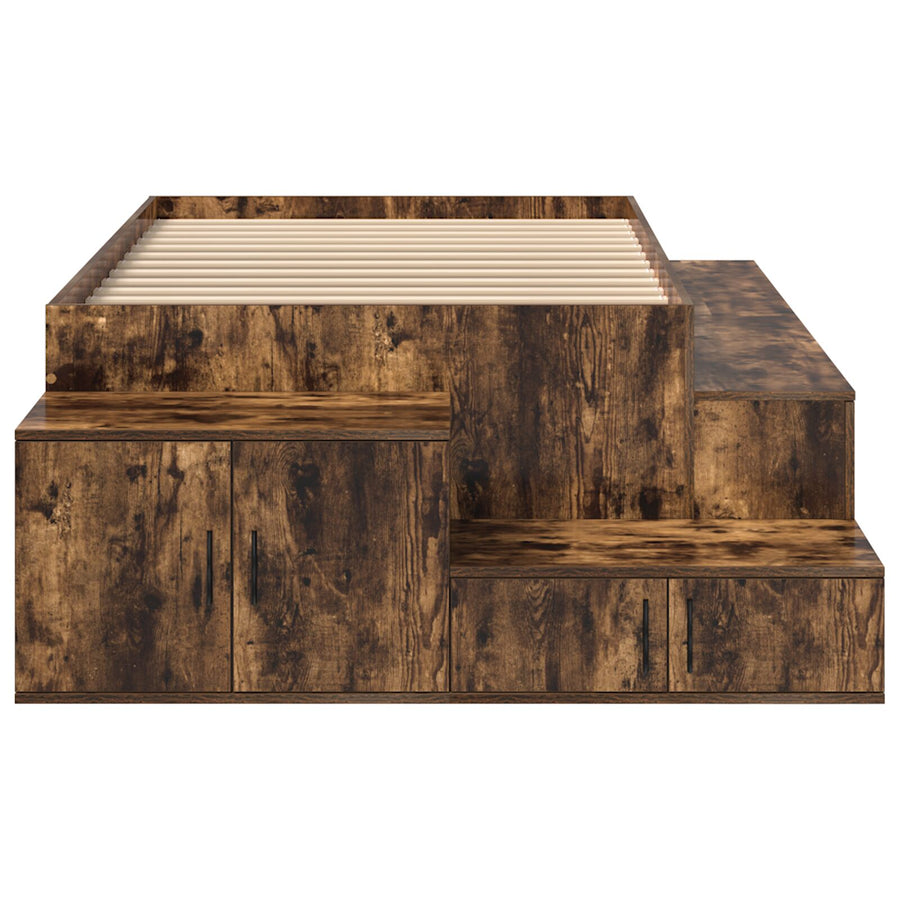 Opslagbed Gerookt Eiken Bewerkt Hout 75 X 190 Cm Opslag Artisanaal Eiken