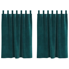 Zwarte Uithanggordijnen Met Lus 2 Stuks Fluweel Donkergroen 140 x 140 cm met ophanglussen