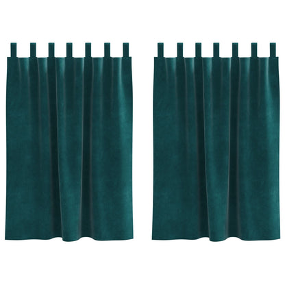 Zwarte Uithanggordijnen Met Lus 2 Stuks Fluweel Donkergroen 140 x 140 cm met ophanglussen