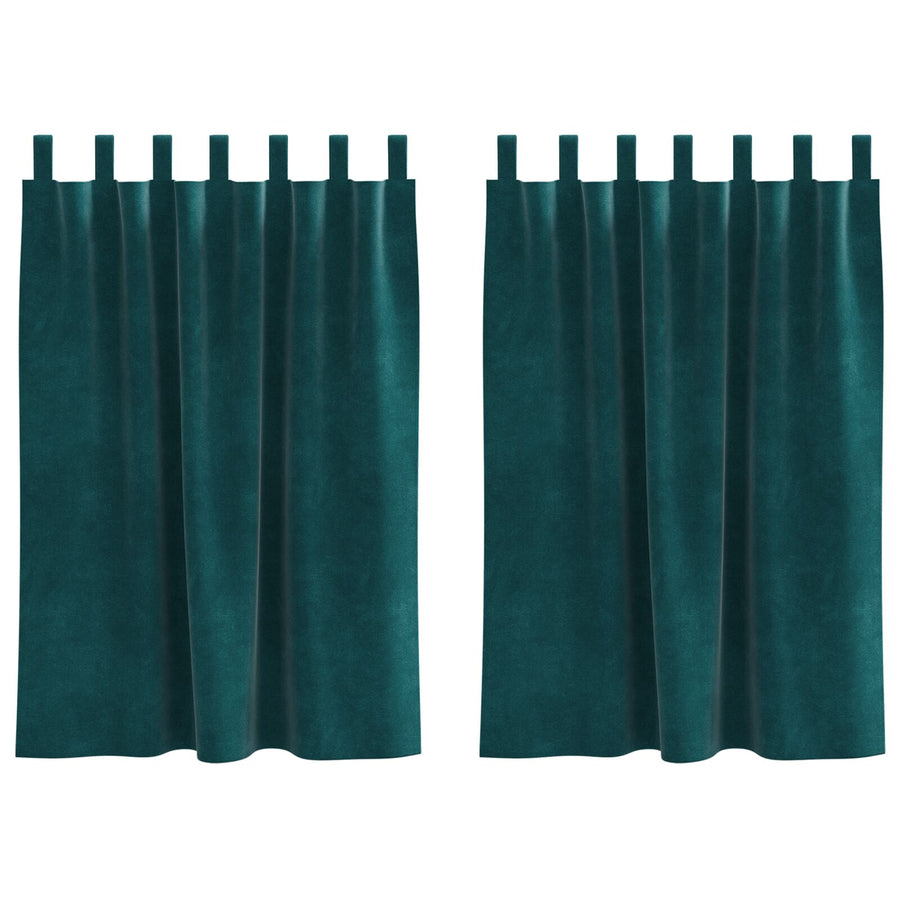 Zwarte Uithanggordijnen Met Lus 2 Stuks Fluweel Donkergroen 140 x 140 cm met ophanglussen