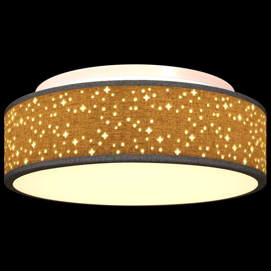 Plafondlampen Met Sterrenlampschaal Ø 38 Cm Stof E27 Ø38 x 13.5 cm Zwart met een sterrenlampschaal
