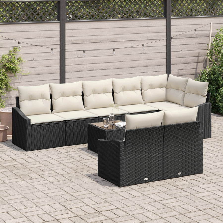 8-Delige Tuin Eetset Met Kussens Bruin Poly Rattan
