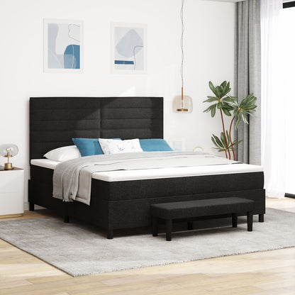 Boxspring Bed Met Matras & Bank Stof Zwart 180 x 200 cm Lijnen ontwerp