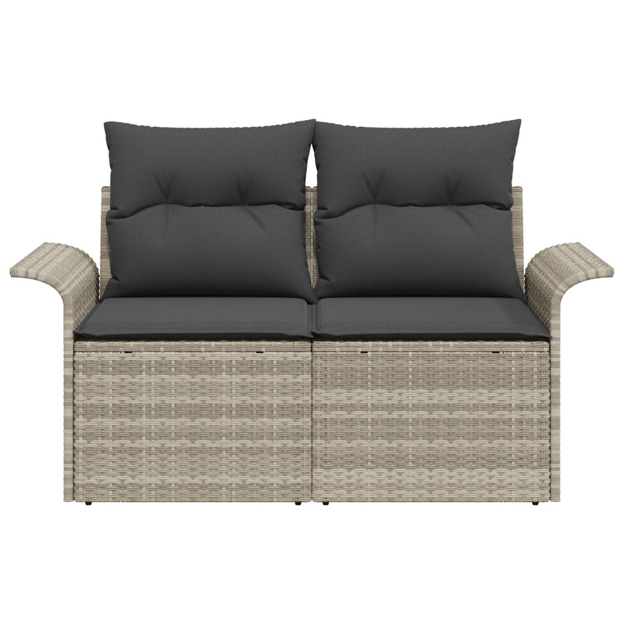 2-Zits Tuin Sofa & Kussens Poly Rattan Lichtgrijs met opslag