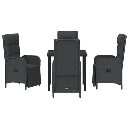 5 Delige Tuin Eetset Met Kussens Zwart Poly Rattan