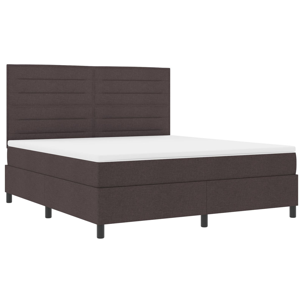 Boxspring Bed Met Matras Super Kingsize Stof Donkerbruin 180 x 200 cm Lijnenontwerp