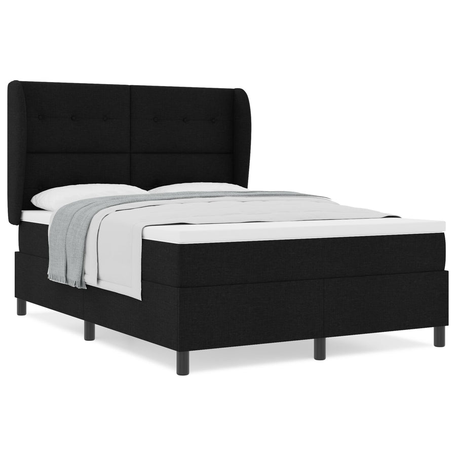 Boxspringbed Met Matras In Zwart, 160X200 Cm, Stof Blauw