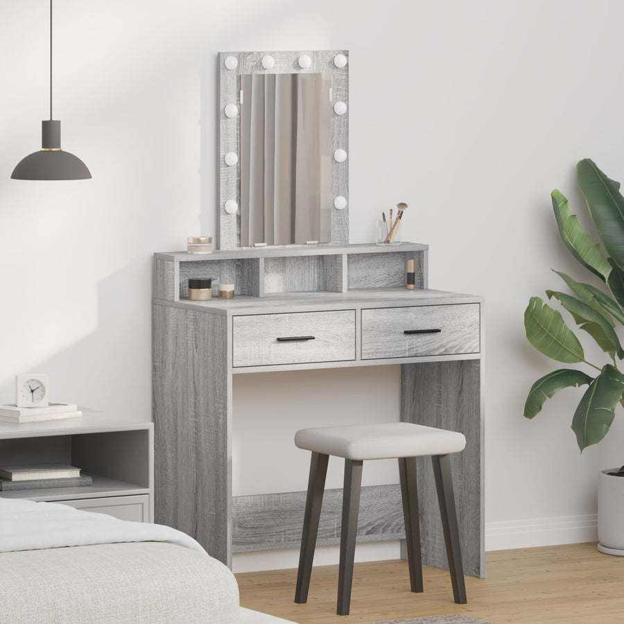 Make-Uptafel Met Led-Verlichting Grijs Sonoma Grijze sonoma 79 x 41 x 140 cm