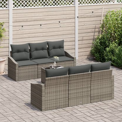 7-Delige Tuin Sofa Set Met Kussens Grijs Poly Rattan