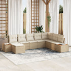 Garden Bench Set with Cushion 8 pcs Beige Poly Rattan