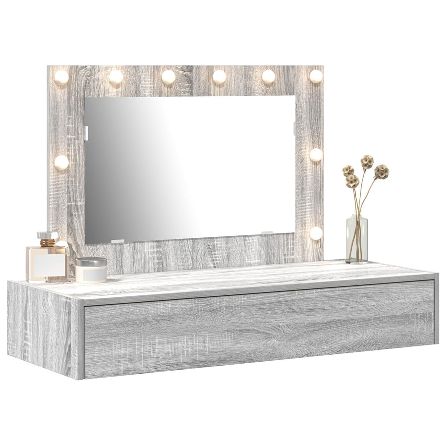 Wandkaptafel -Lampen Grijze Sonama 100 x 40 x 70 cm Grijze sonoma met LED