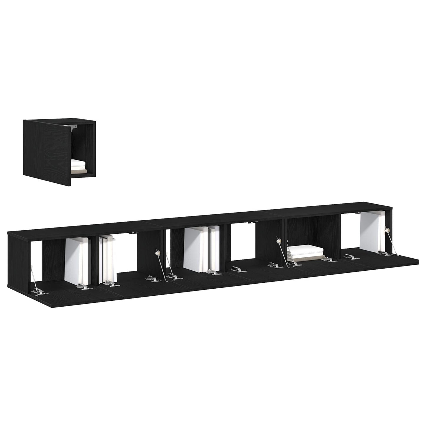 4-Delige Tv-Kastenset Zwart Eiken Engineered Hout