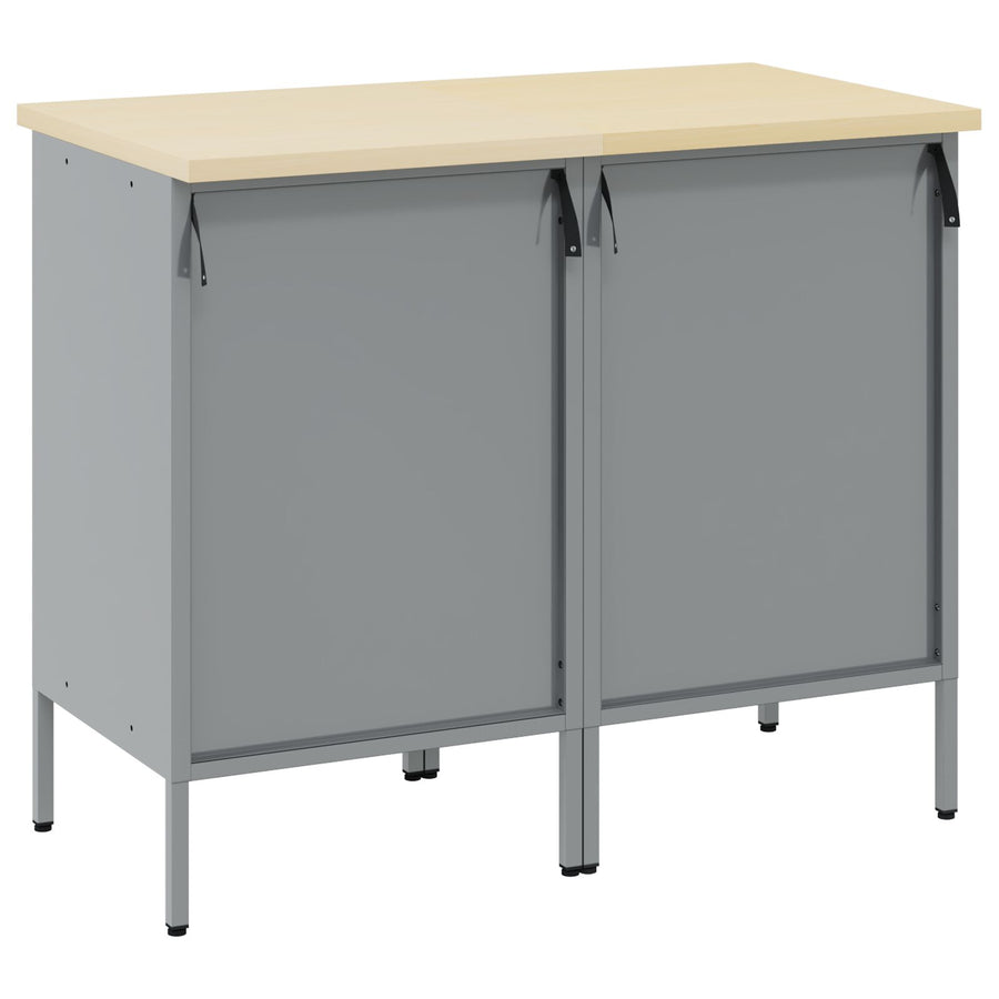2-Delige Werkcabinet Set En Grijs Gelaagd Hout En Staal 2x (84/85 cm) Zwart 2x kast