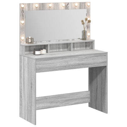 Make-Uptafel Met Led-Lampjes Grijs sonoma 100 x 41 x 135 cm