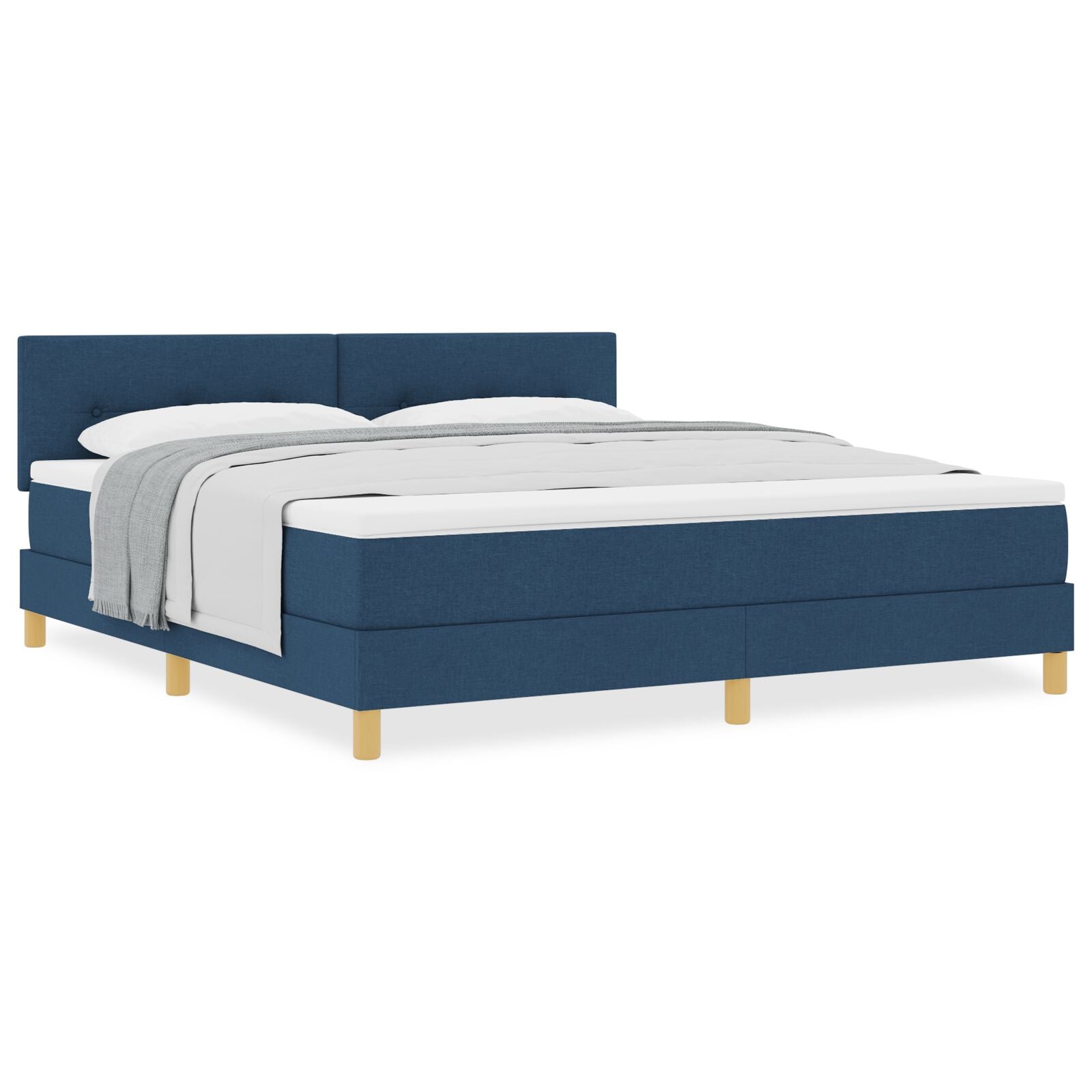 Boxspringbed Met Matras Blauw 180X200 Cm Stof Crème