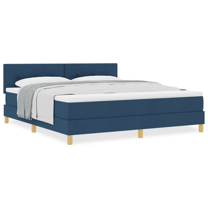 Boxspringbed Met Matras Blauw 180X200 Cm Stof Crème