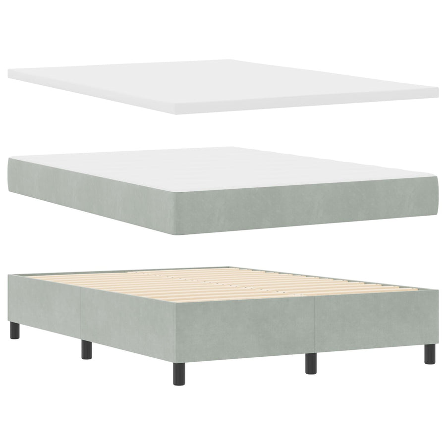 Boxspringbed Met Matras Lichtgrijs 160X200 Cm Fluweel Blauw