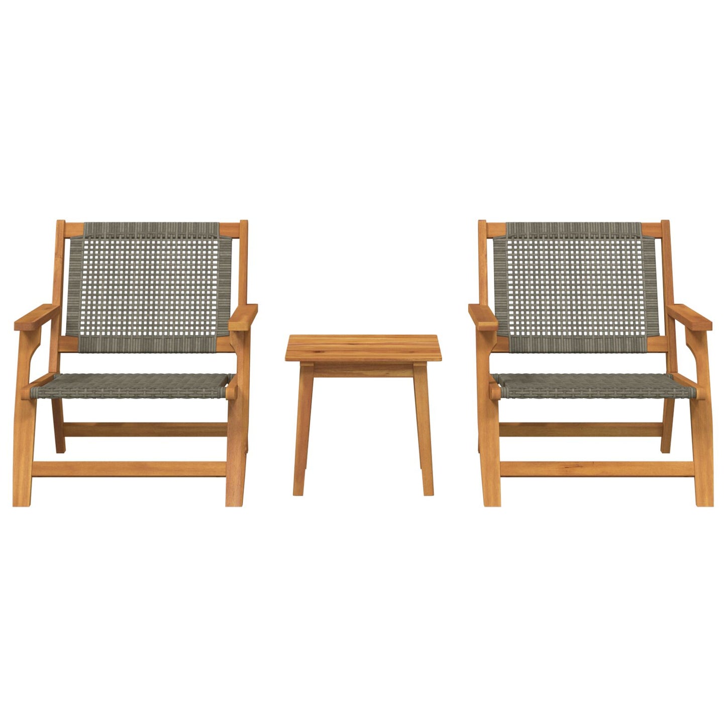 Tuinstoelen Met Tafel 3 Stuks Massief Acaciahout Grijs 2x stoel + tafel